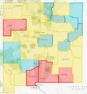 The New Mexico Department of Health updated its COVID-19 health restriction map on Feb. 24.
