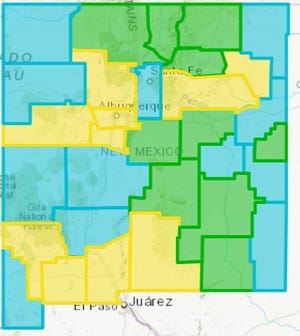 New Mexico's latest update COVID-19 county risk map, March 24, 2021
