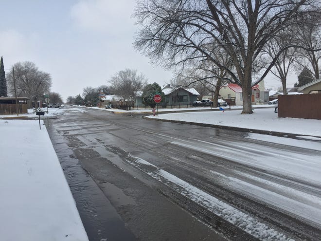 Snow started to melt in Eddy County late on the morning of Feb. 18, 2021. An overnight storm dumped up to five inches of snow in the Queen area west of Carlsbad, according to the National Weather Service.