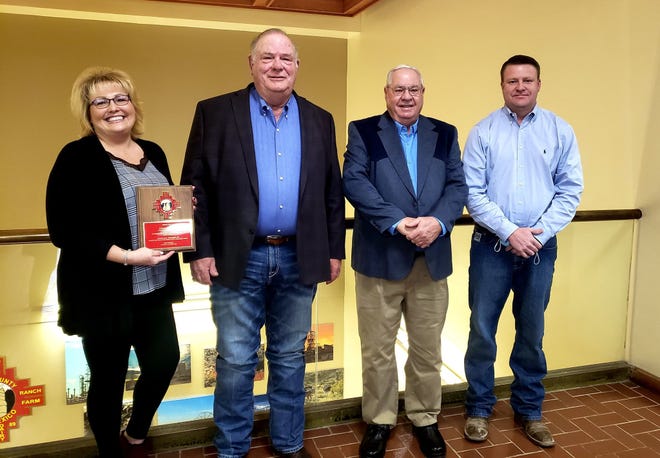 From left: District 5 County Commissioner Susan Crockett, District 1 County Commissioner Ernie Carlson, District 3 County Commissioner Larry Wood and District 2 Commissioner Jon Henry take a break during the Dec. 15, 2020 Eddy County Board of County Commissioners meeting in Carlsbad. The meeting was the last one for Crockett and Wood.