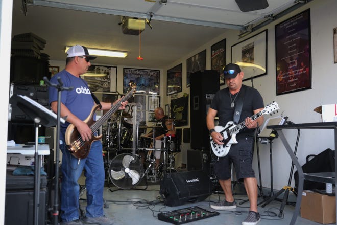 Carlsbad-based band Stranded practices in drummer Raul Ortega's garage, April 27, 2021 in Carlsbad.