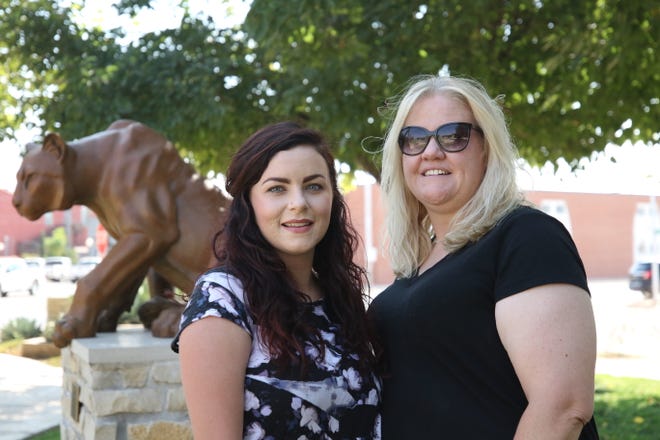 Director of the Carlsbad Arts and Culture District Kathleen Davis (left) and Arts and Culture District President Mary Garwood stand in Halagueno Arts Park, Oct. 7, 2020 in downtown Carlsbad.
