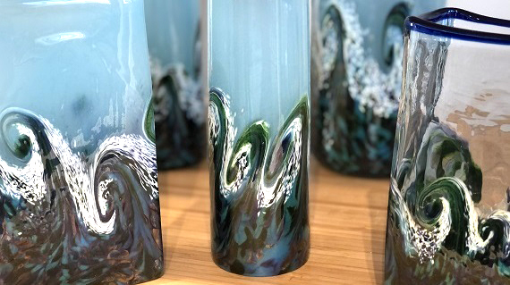 Beautiful blown glasswork produced and on display in Carlsbad Village