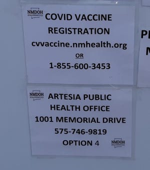 A sign at the Eddy County Public Health Office in Artesia reminded residents to get tested and vaccinated for COVID-19 on Aug. 12, 2021.