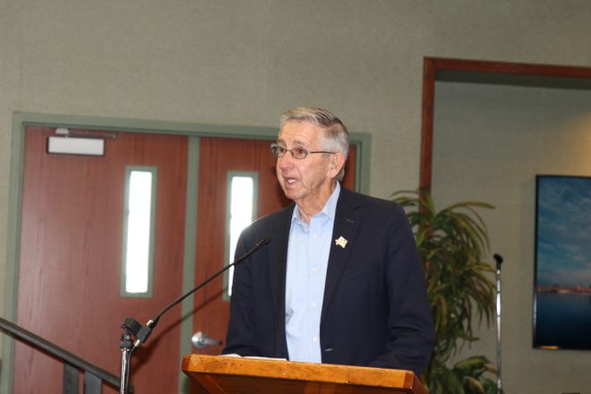 Carlsbad Mayor Dale Janway addresses a COVID-19 panel discussion in Carlsbad.