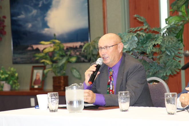 Carlsbad Municipal Schools Superintendent Dr. Gerry Washburn addresses issues COVID-19 has on schools during a panel discussion on Sept. 25, 2021 in Carlsbad.