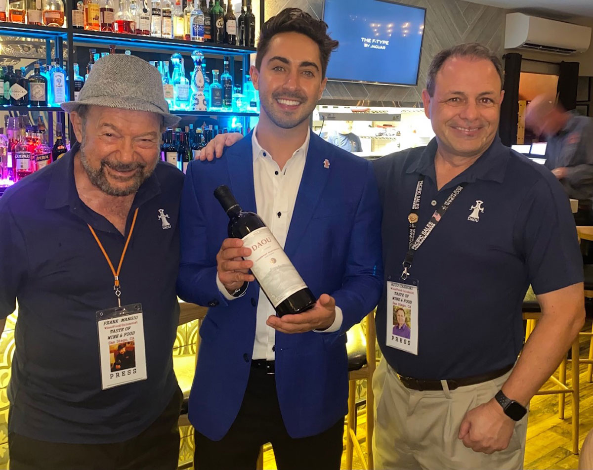 Left to right) Taste of Wine & Food's Frank Mangio (left) and Rico Cassoni (right) stand with Daou Family Estates representative Roman Palumbo. Courtesy photo