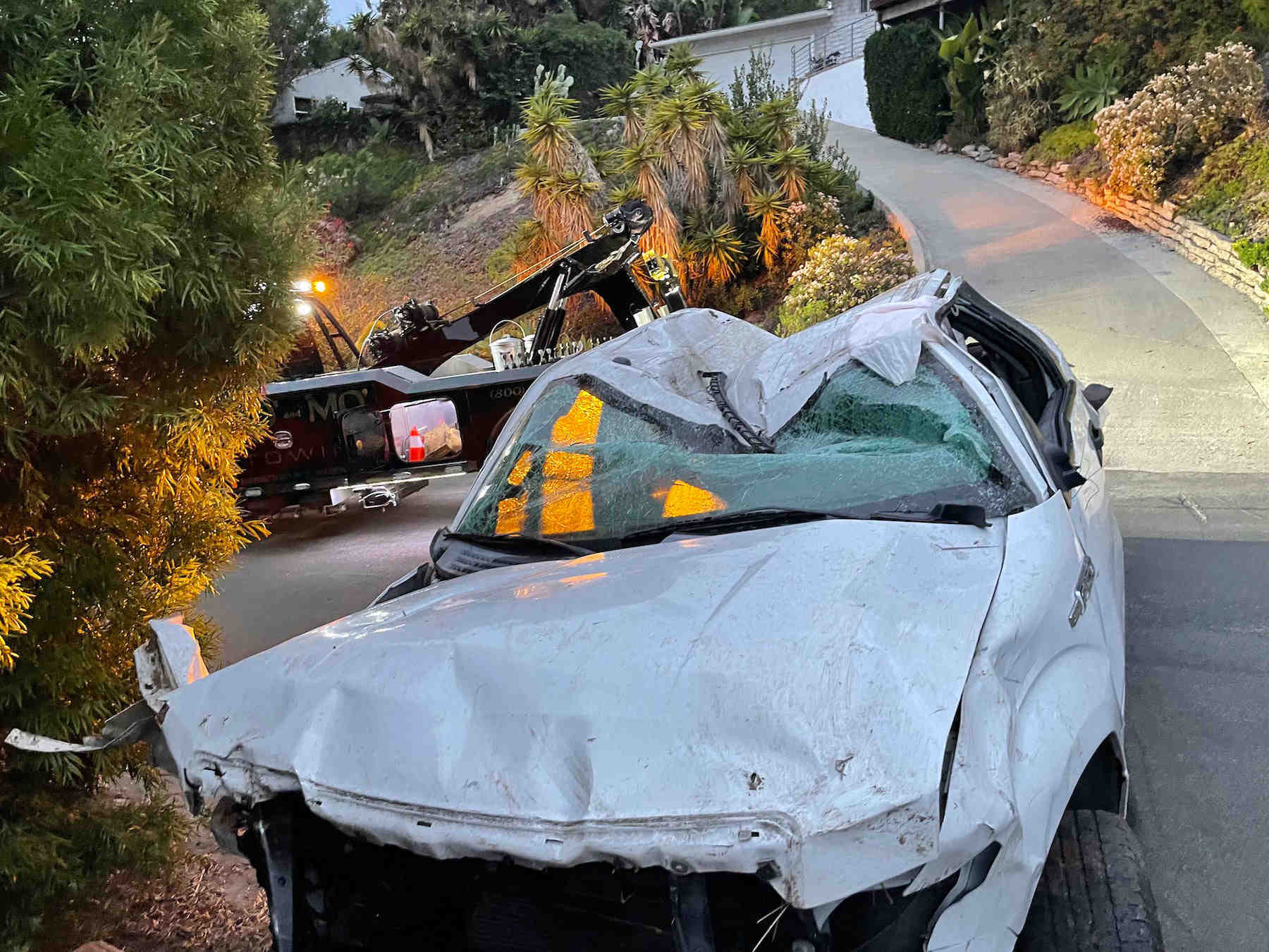 Several people were rushed to hospital after a chase and run ended in a car accident in Encinitas.